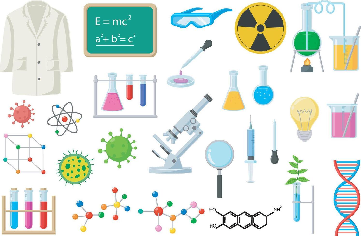 Set of laboratory equipment icon vector