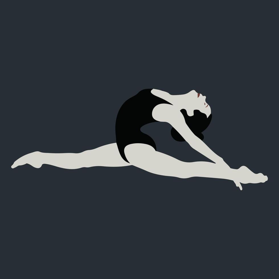 Graceful Ballerina in a Split Yoga, Bold Silhouette vector