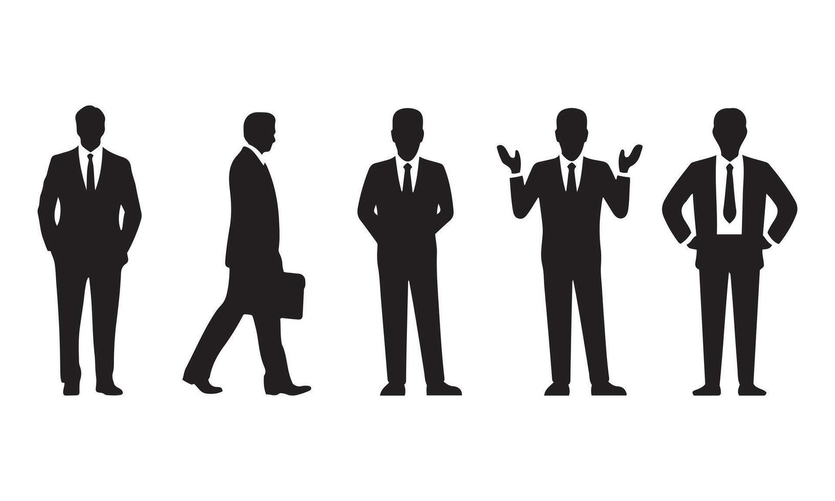 Set of Businessmen Silhouettes in Various Poses vector