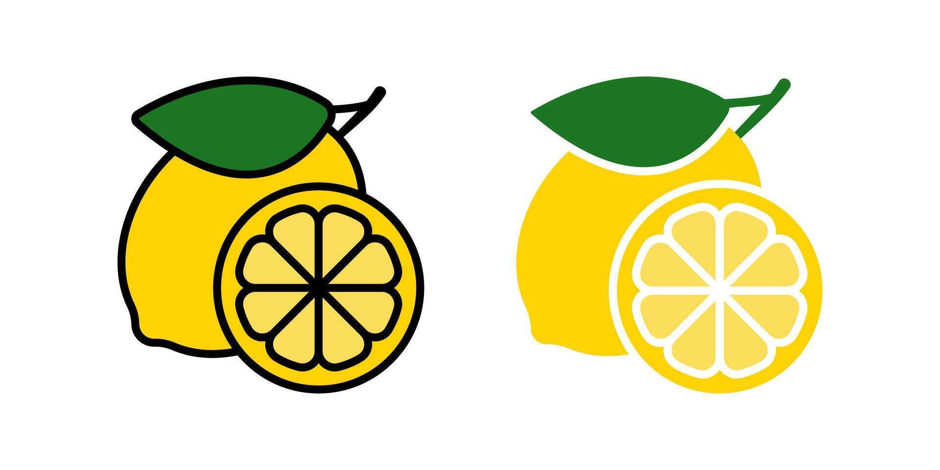 Lemon icons set. Fresh lemon sign. for mobile concept and web design. illustration on white background vector