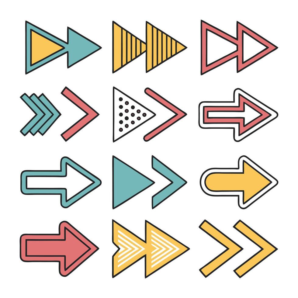Arrows Set icons Colorful Collections vector