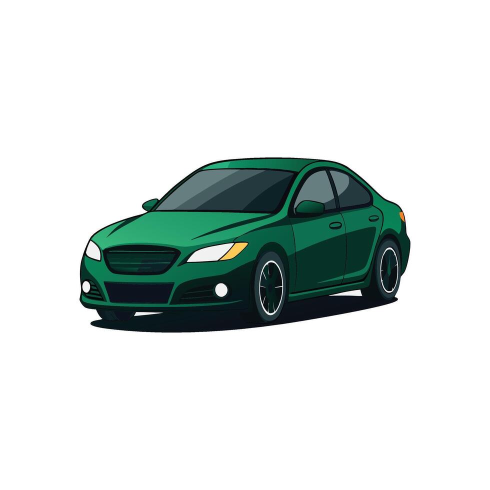 High-Speed Dark Green Sedan Motion Effect Design vector
