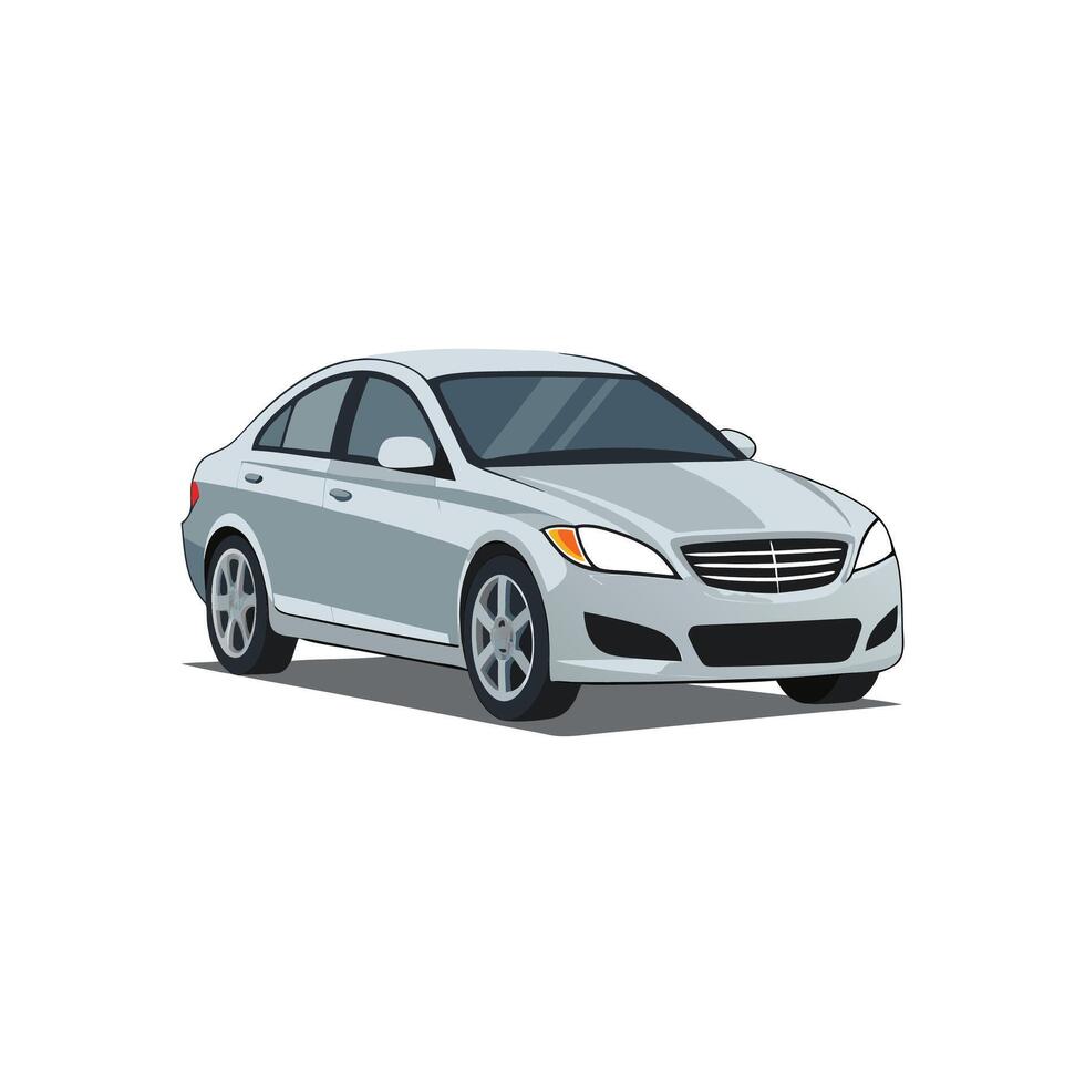 Elegant Silver Sedan Car Outline Illustration Design vector