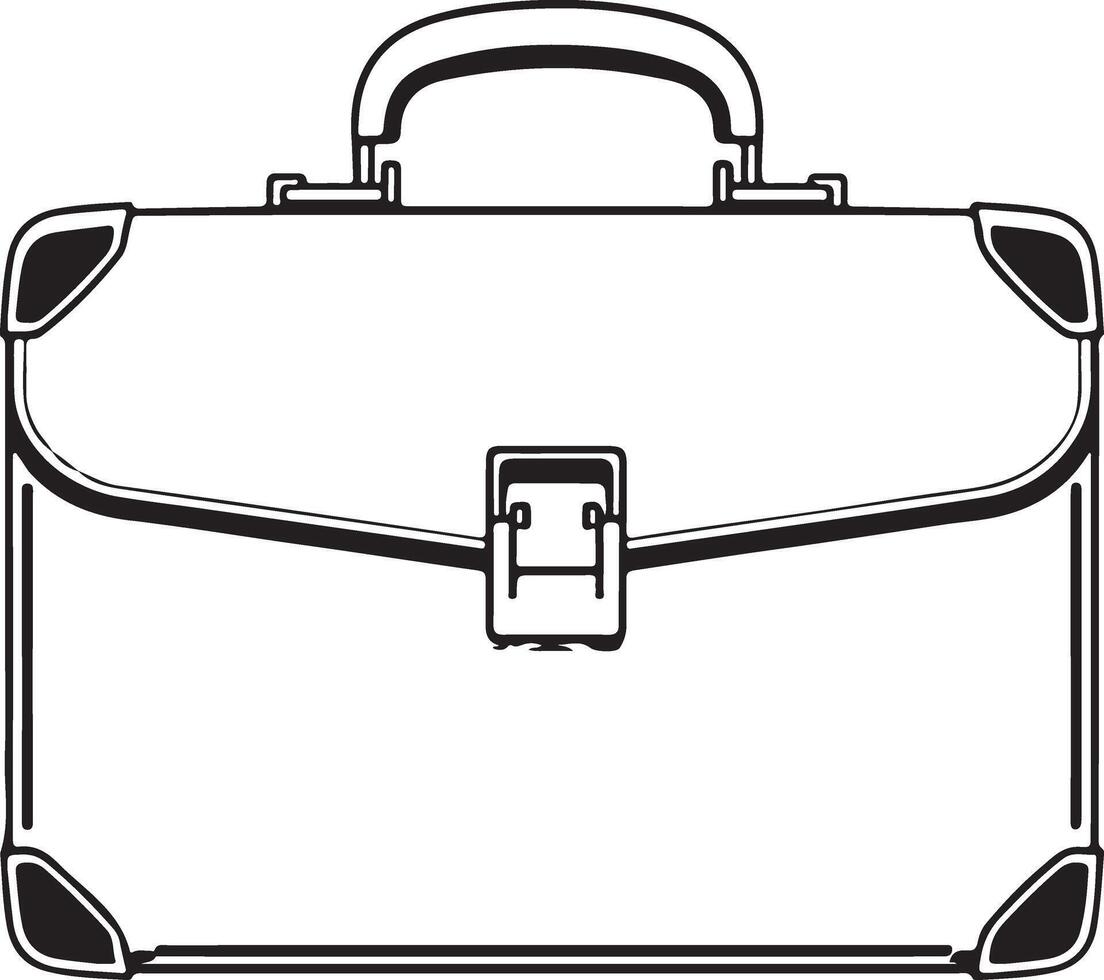 A black and white illustration of a briefcase vector