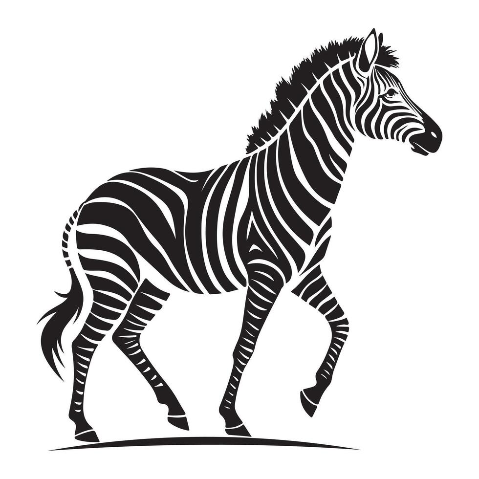 Wild Zebra Silhouette Black vector