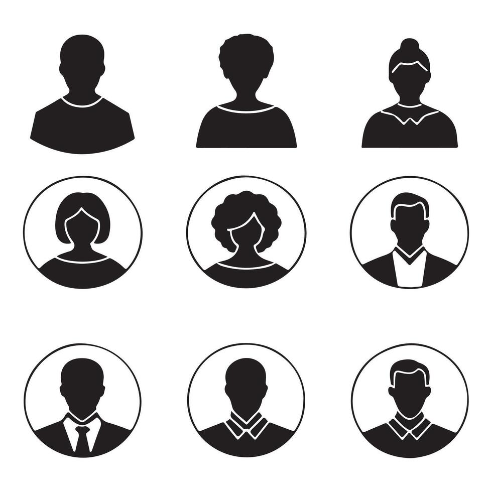 Set user profile icon set profile people silhouette vector