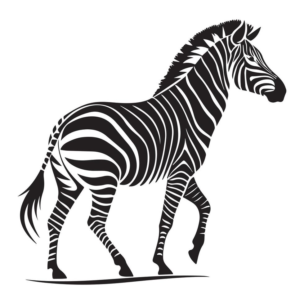 Minimalist Zebra Silhouette Black Icon vector