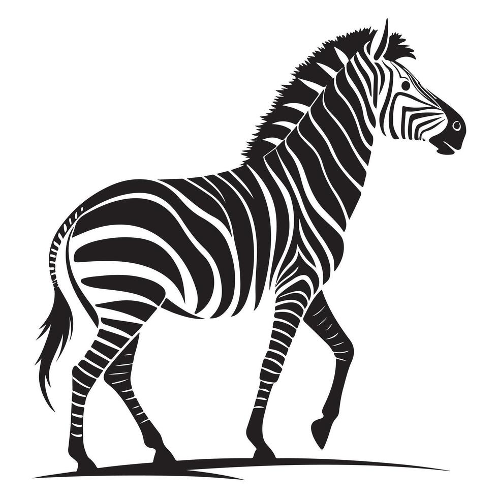 Detailed Zebra Silhouette Black Icon vector