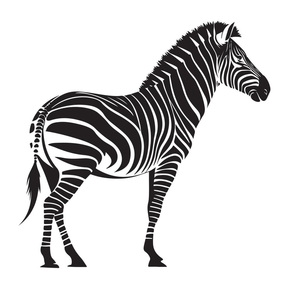 Black Zebra Silhouette Icon vector