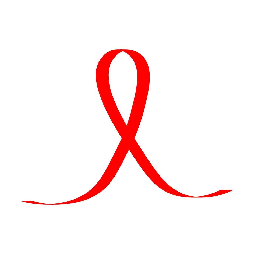 red awareness ribbon hand drawn, grunge vector