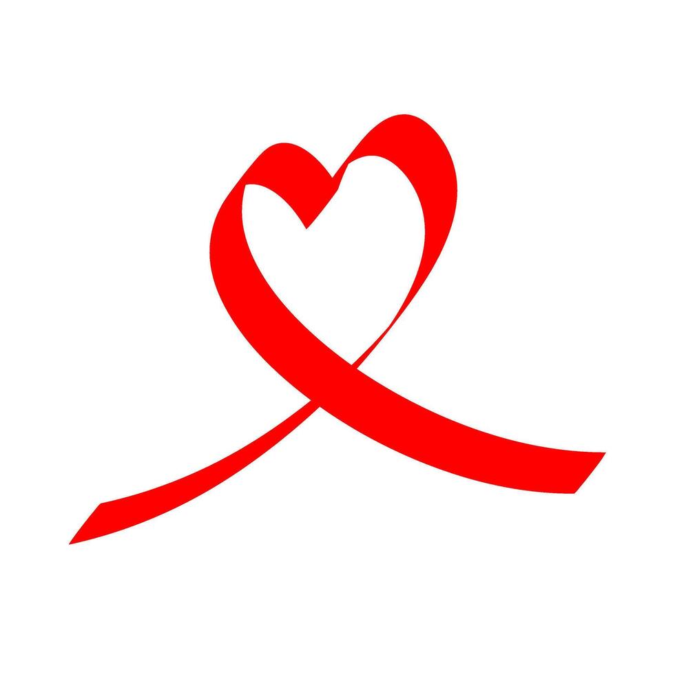 red awareness ribbon hand drawn, grunge style vector