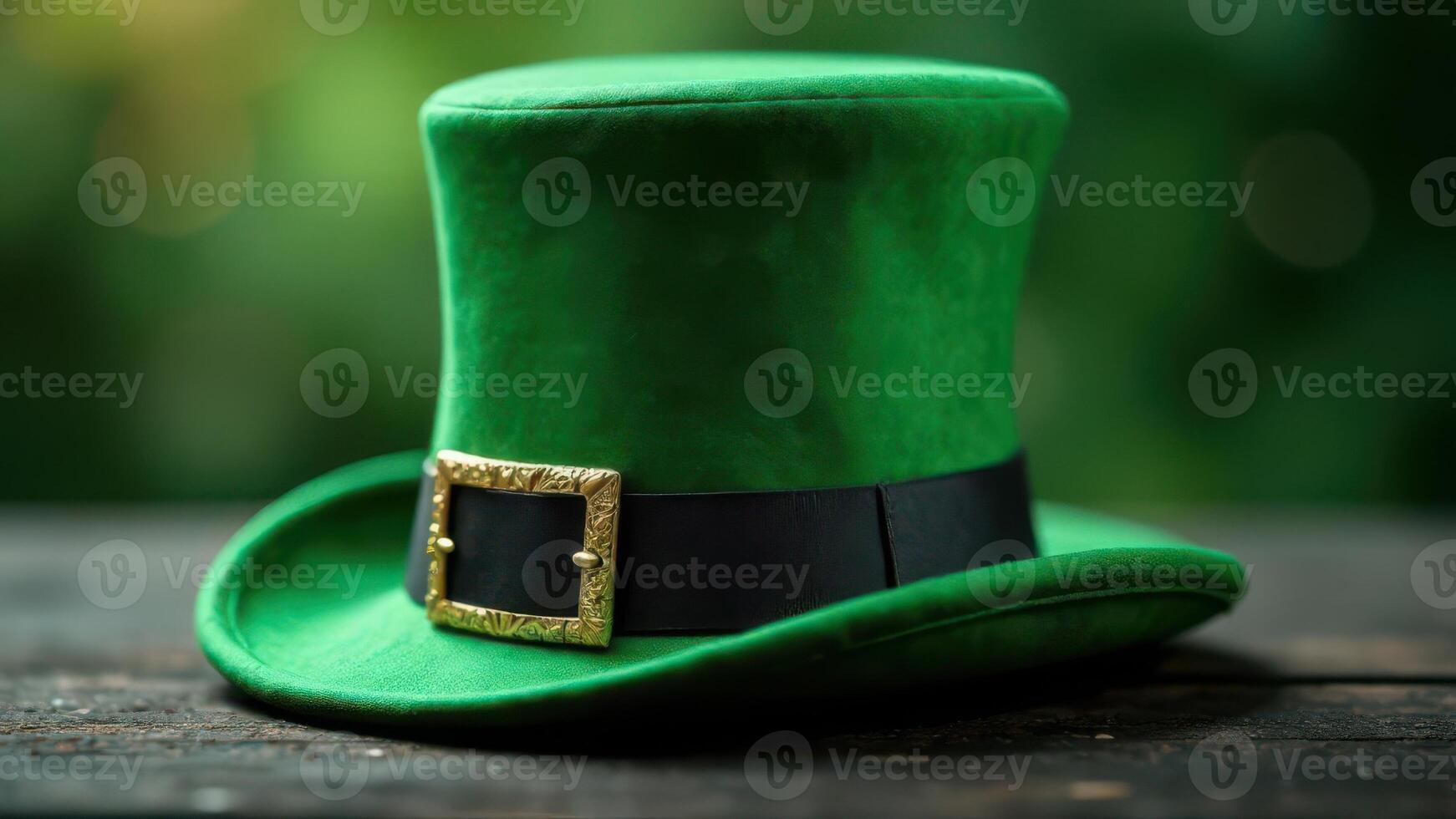 Stylish Green Top Hat Isolated on White Background for St. Patrick s Day Celebrations and Events photo