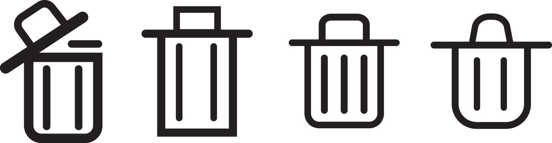 Delete icon set symbol,sign,, Garbage Bin Line Icon, Multi Series vector