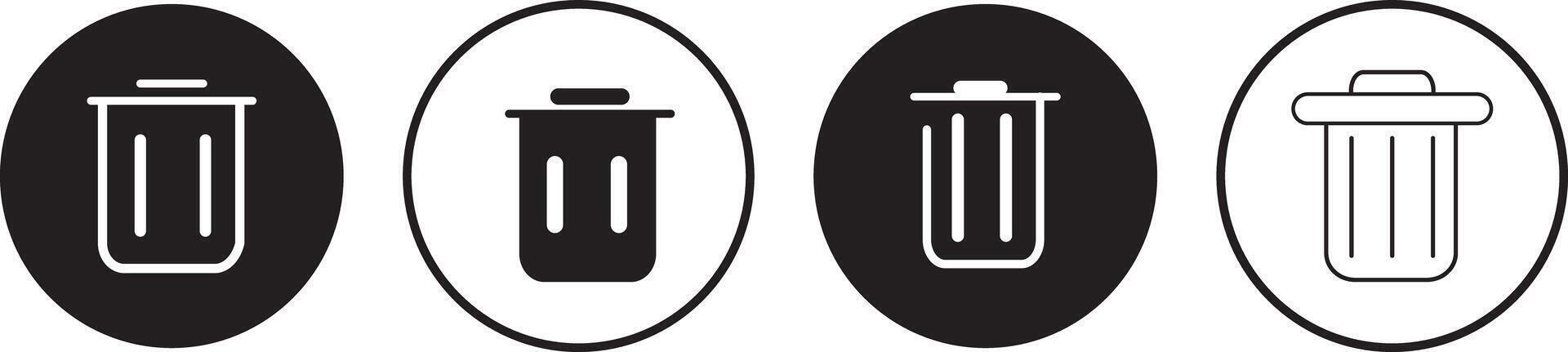 Bin icon set. delete, Trash can collection. Trash icons set, Trash Icon Design with vector