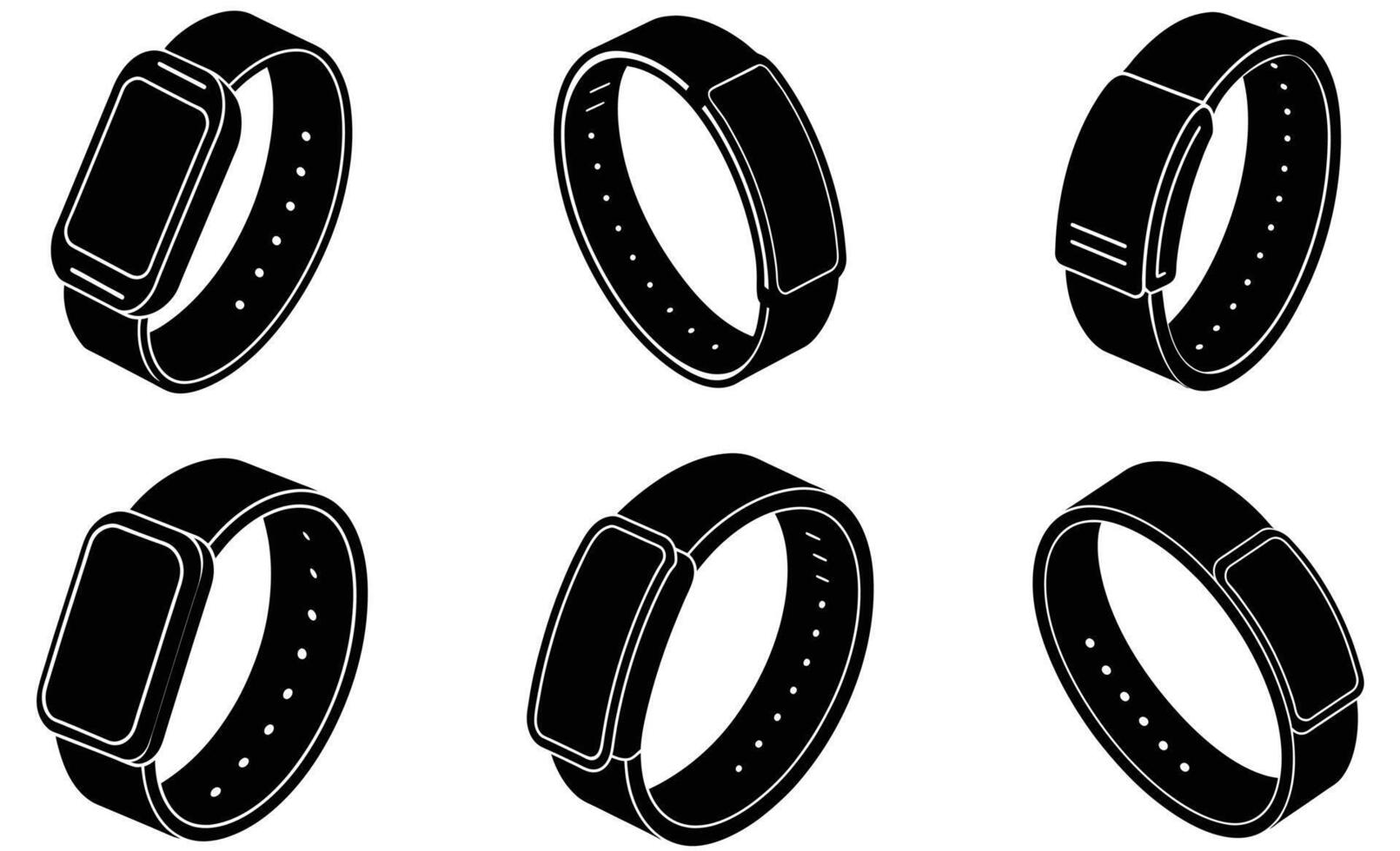 Set of Smartwatches silhouettes isolated on white background vector