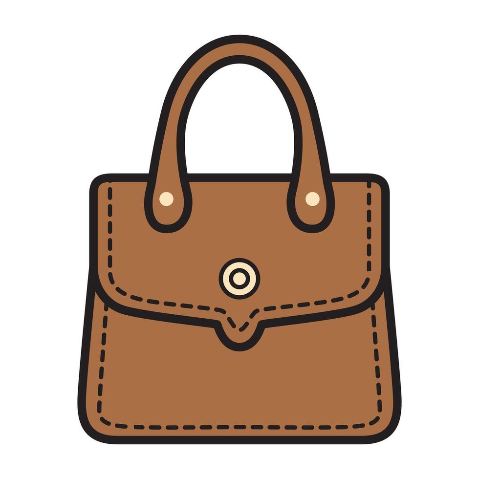 A drawing of a small brown bag, designed with a minimalist and functional style. vector