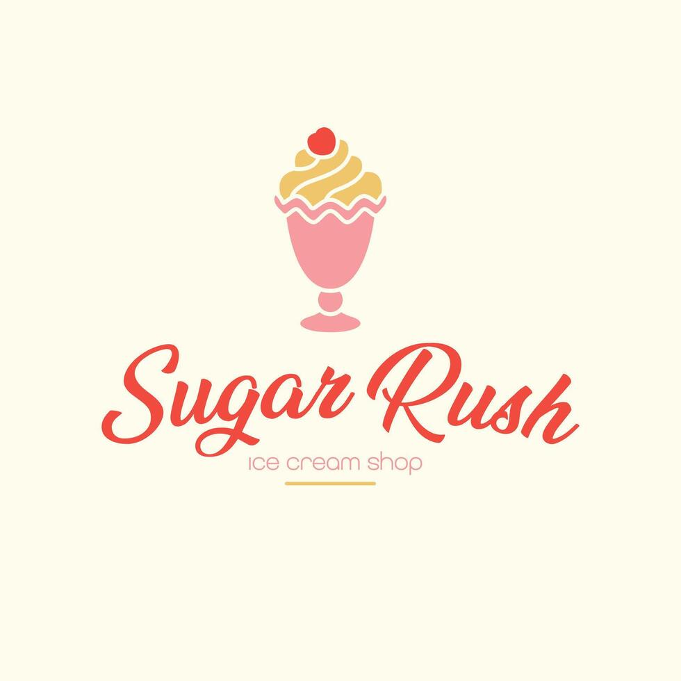 Modern Logo Design for Ice Cream Cafe. Minimalist Ice Cream Cup Icon vector