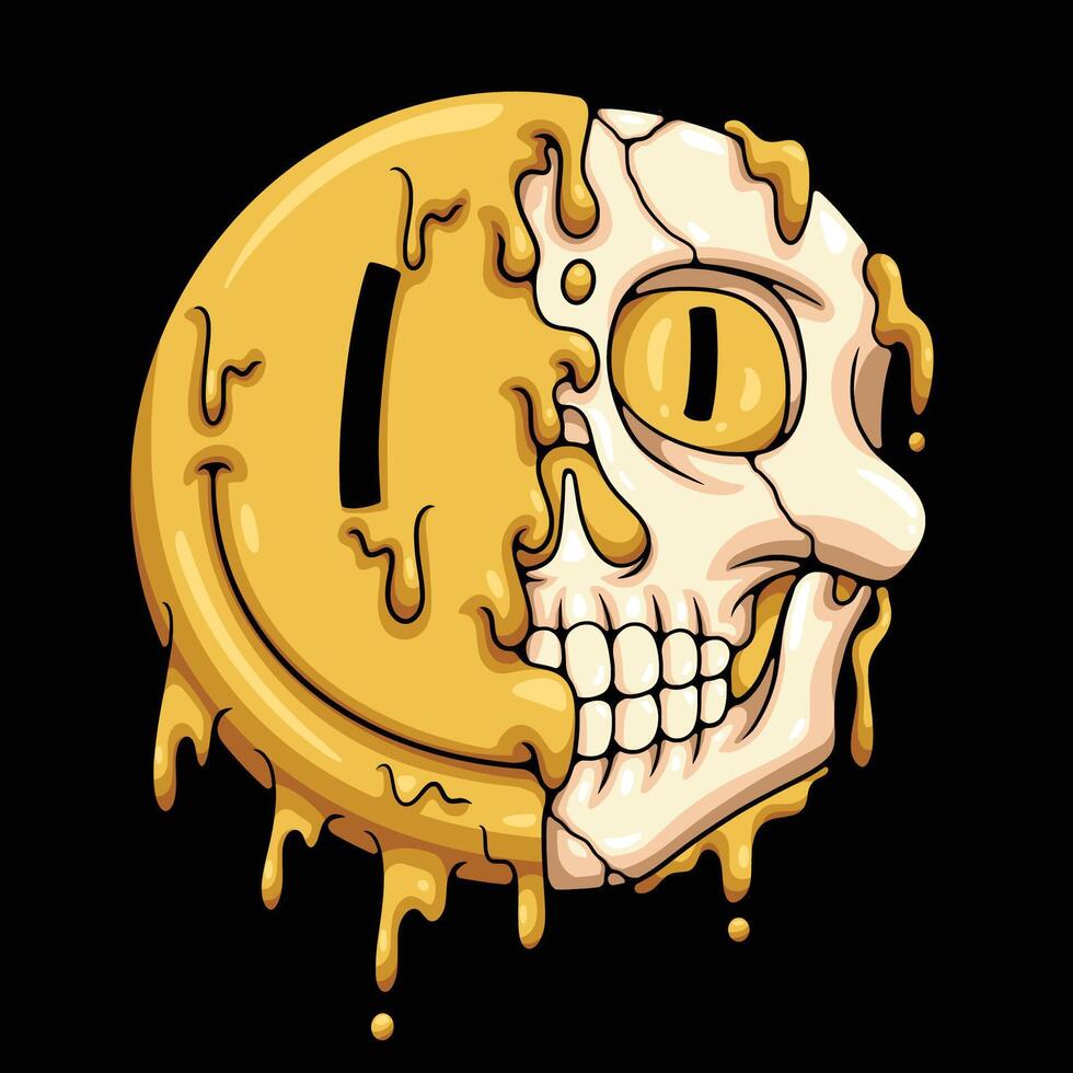 Half skull emoji illustration vector