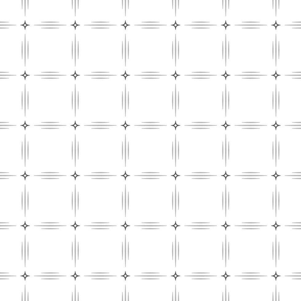 Line and Star, Black Outline Check Seamless Pattern vector