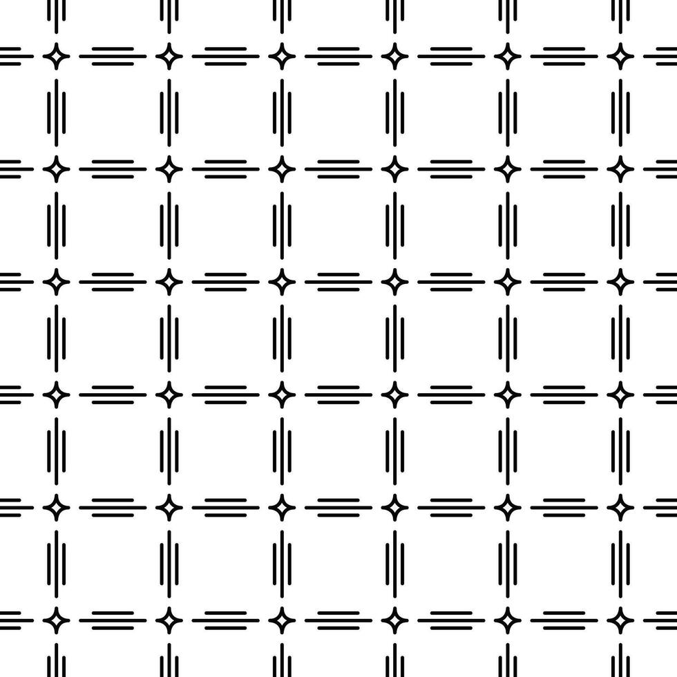 Line and Star, Black Outline Check Pattern Design Illustration vector