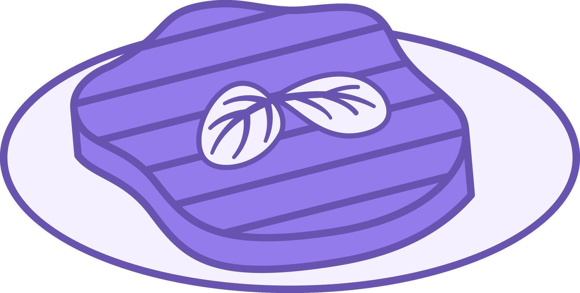 Colored Steak Icon. Drawing. Thick Piece Of Fried Meat On Plate. Beefsteak, Ready Dish. Meal Concept vector