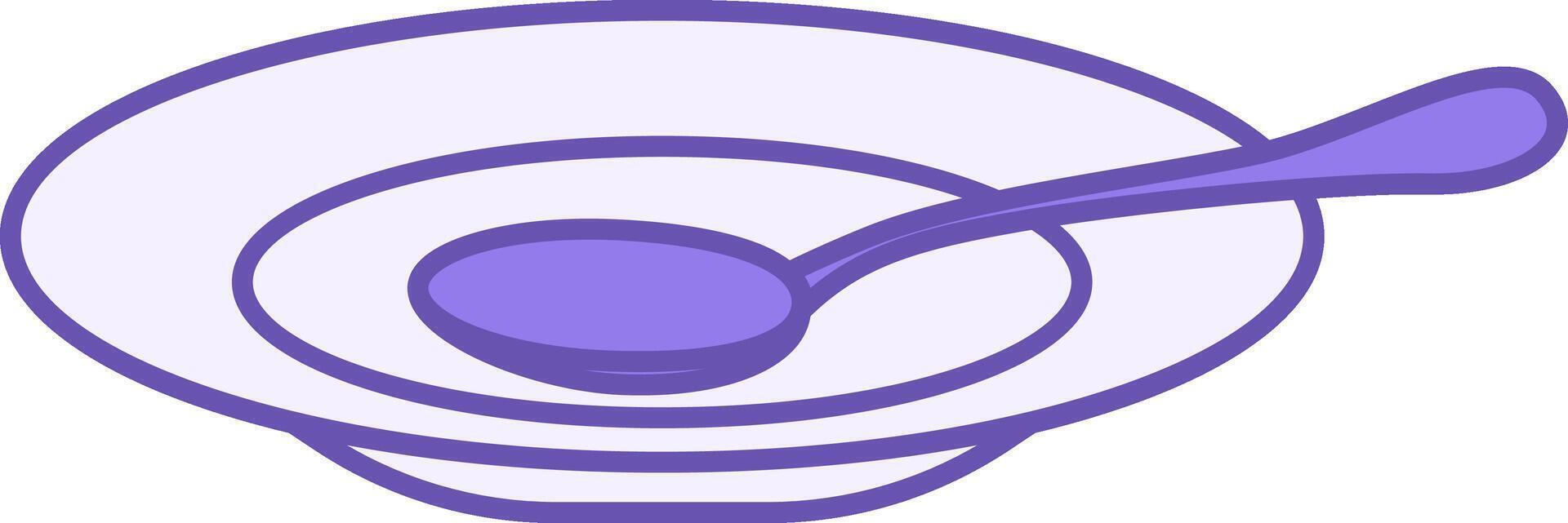 Colored Plate Icon. Drawing. Plate and Spoon. Utensils for Food. Meal Concept vector