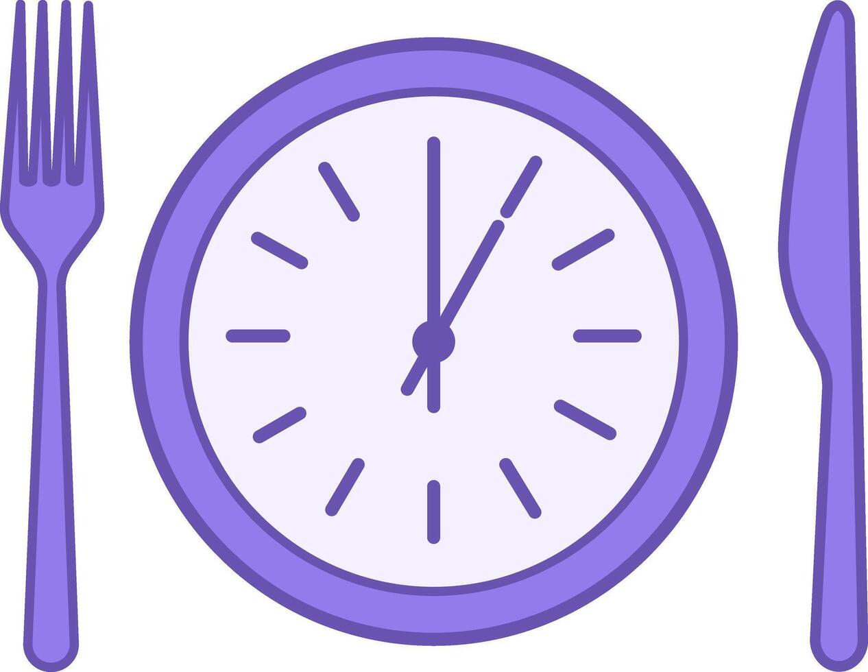 Colored Lunch Icon. Drawing. Clock, Fork, and Knife. Lunch Time. Meal Concept vector