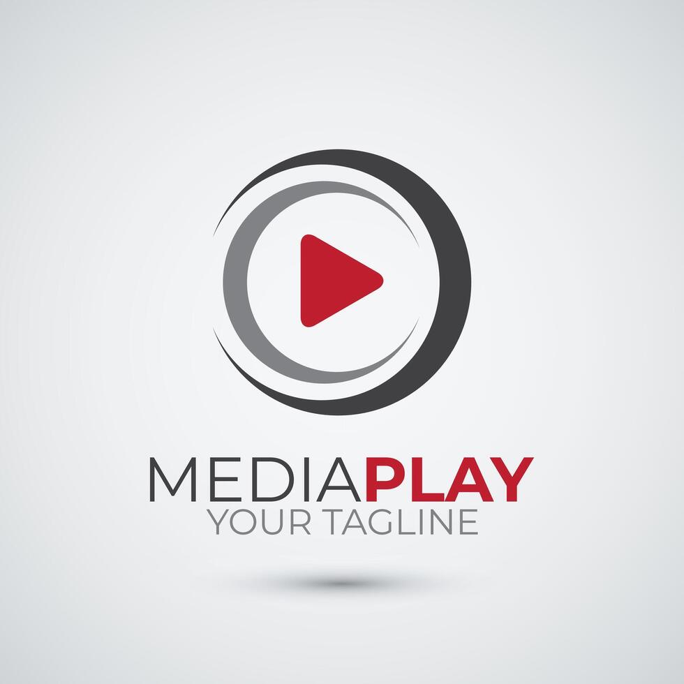 Media player logo flat icon design template vector
