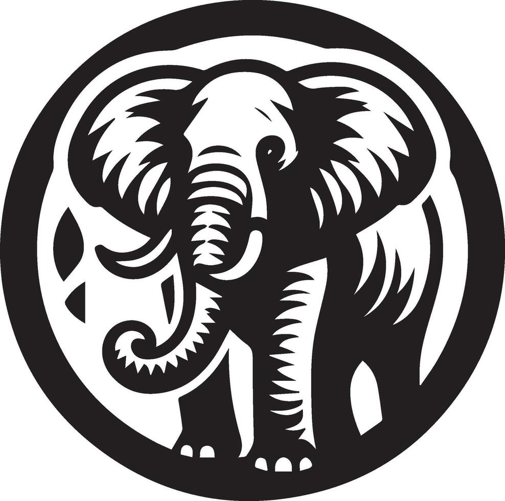 Elephant Design Black and White Art vector