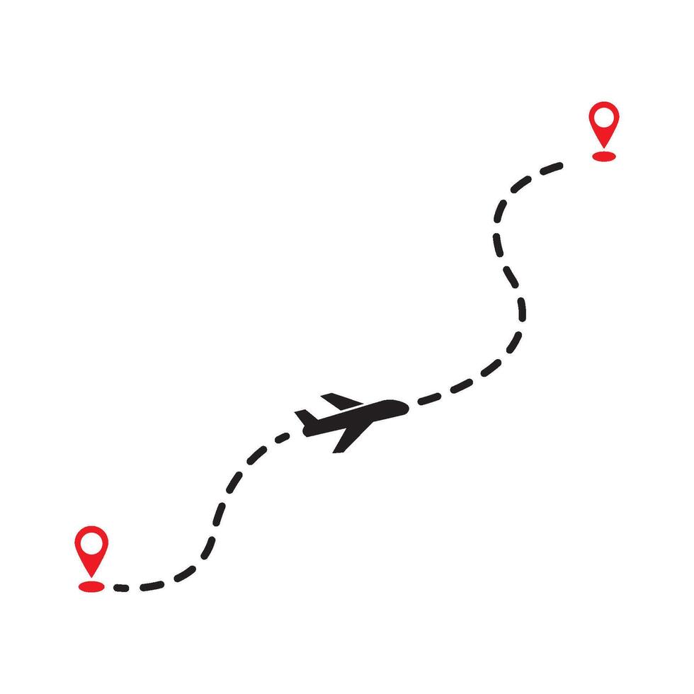airplane flight route icon illustration design template vector