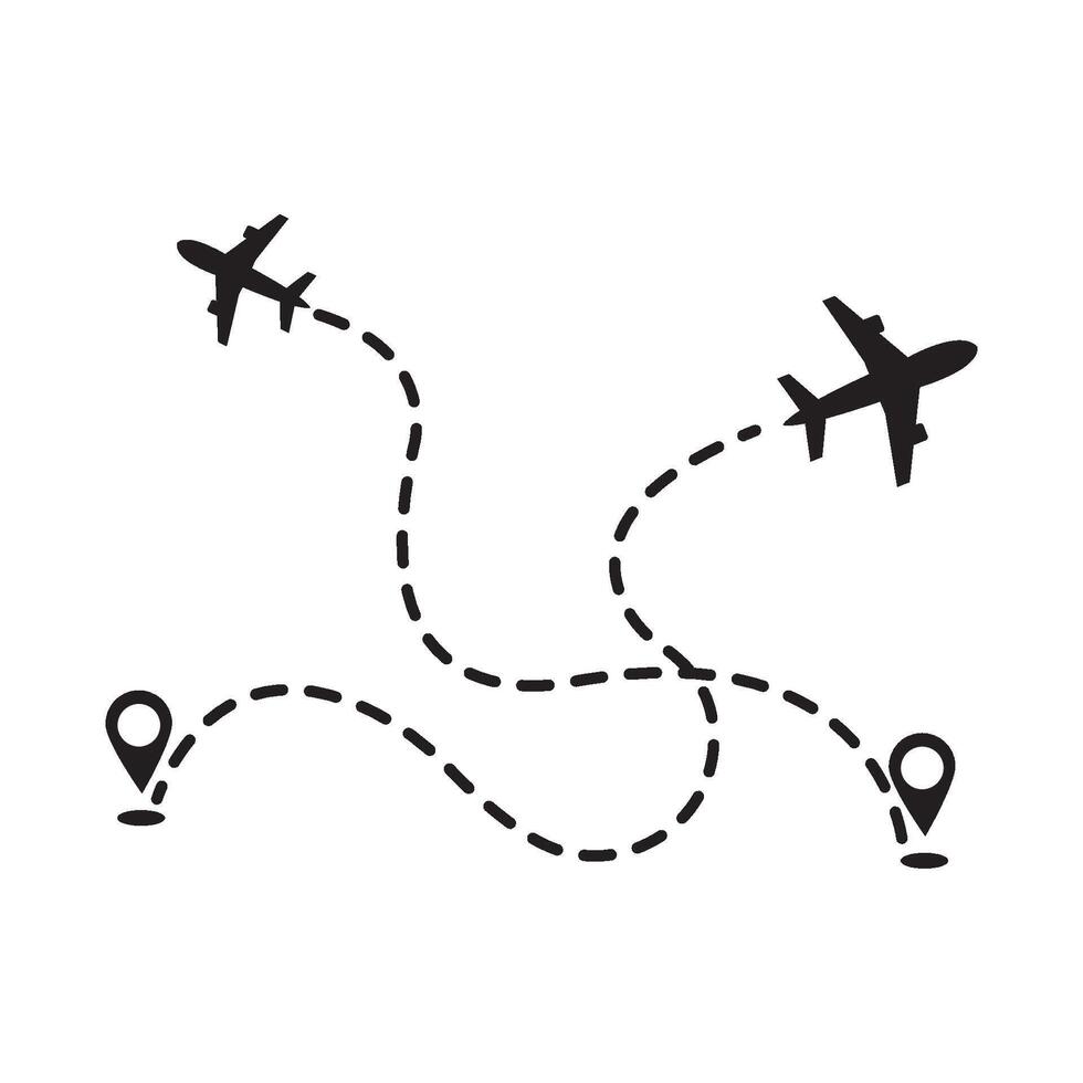 aircraft flight path icon illustration design template vector