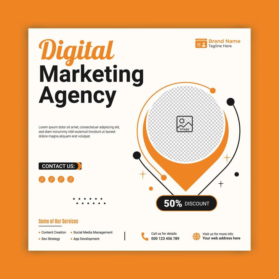 Digital marketing agency social media flyer or banner template design vector