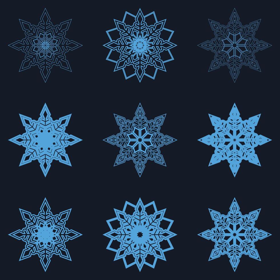 Snowflake icon set on isolated background. Isolated snowflake icon collection. Christmas icon set. illustration vector