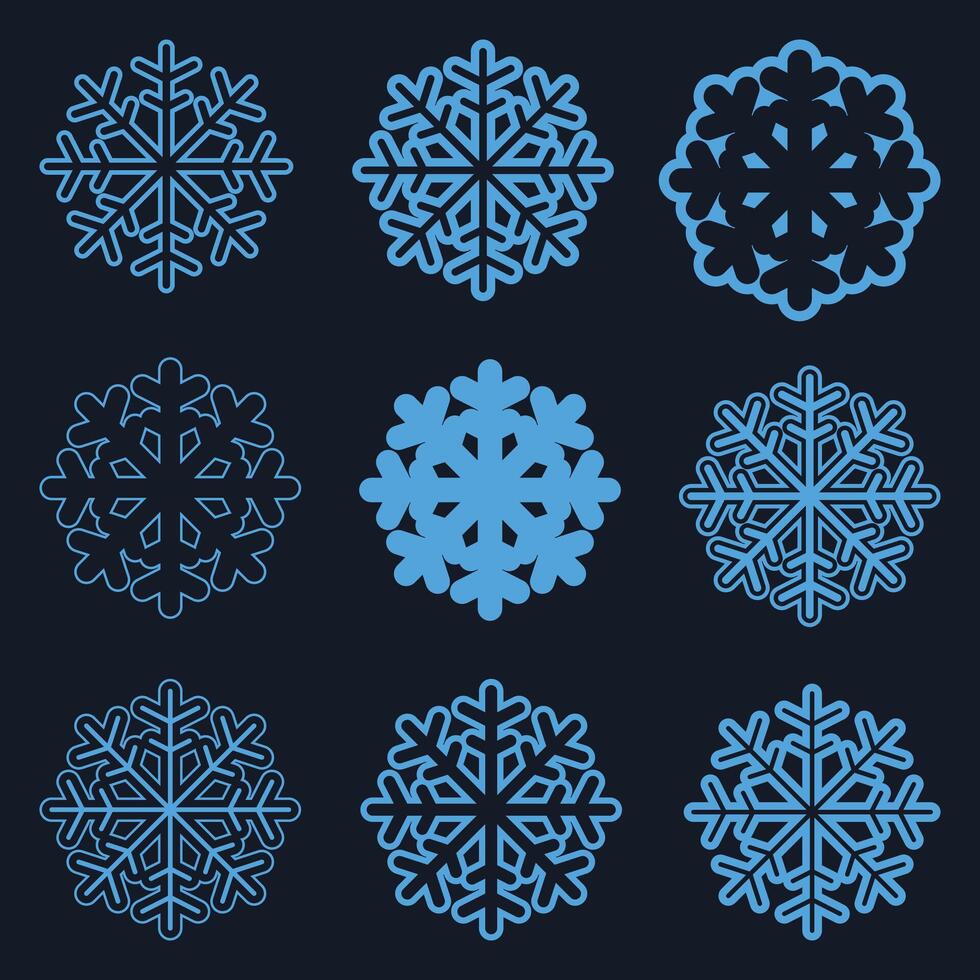 A Set of snowflake icons collection isolated on background. Christmas icon set. illustration vector