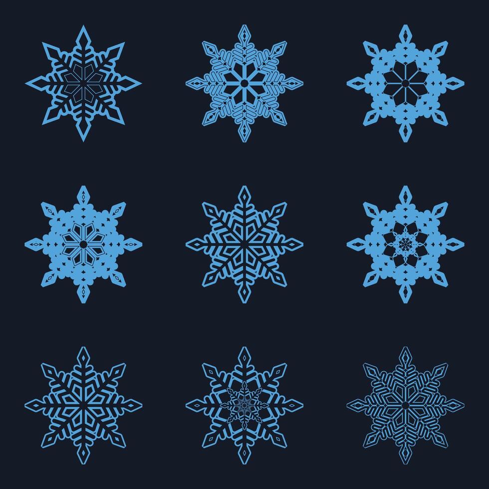 Snowflake icons set. Snowflake symbols. Snow icon. Isolated snowflake icon collection. Christmas icon set. illustrator vector