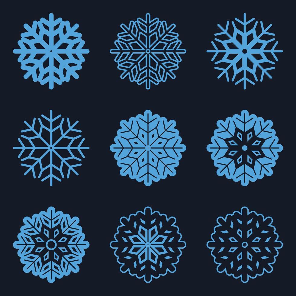 Snowflakes thin line icon set such as pack of simple snowflake set, snowflake, snowflakes icons for report, presentation, diagram, web design. Christmas icon set. illustration. vector