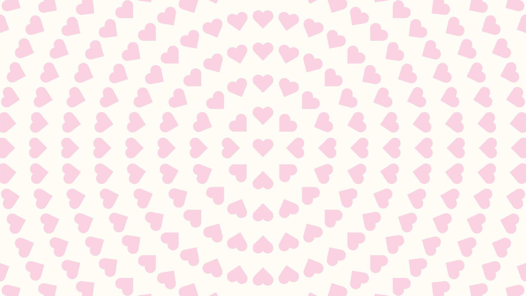 Simple Romantic Pastel Pink Heart Circular Pattern on Soft White Horizontal Background Design vector
