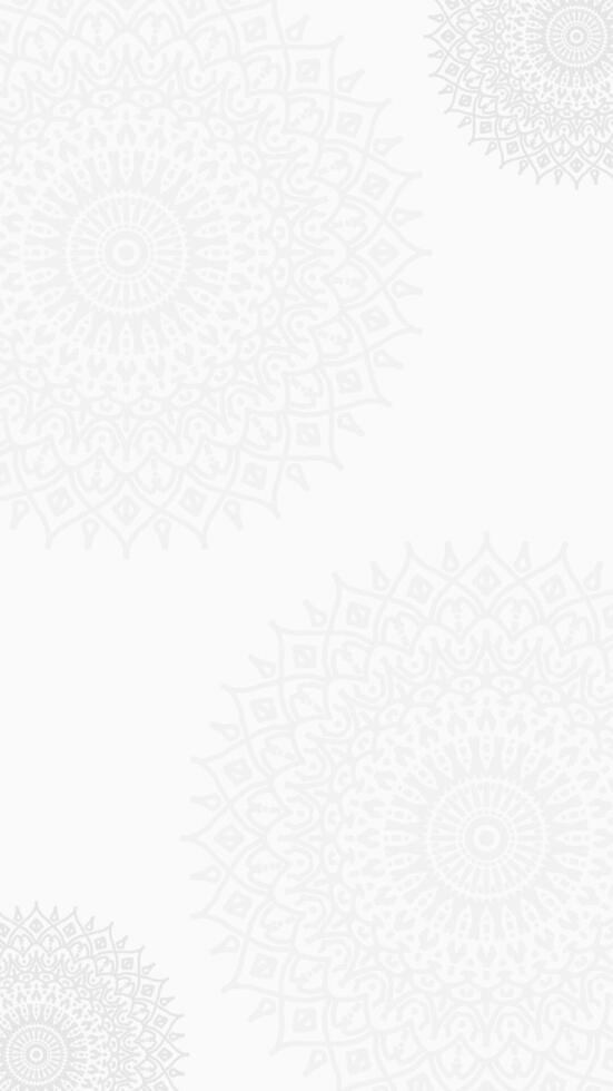 Simple Clean Decorative Minimalist Soft White Mandala Vertical Background with Delicate Line Art and Subtle Gray Details vector