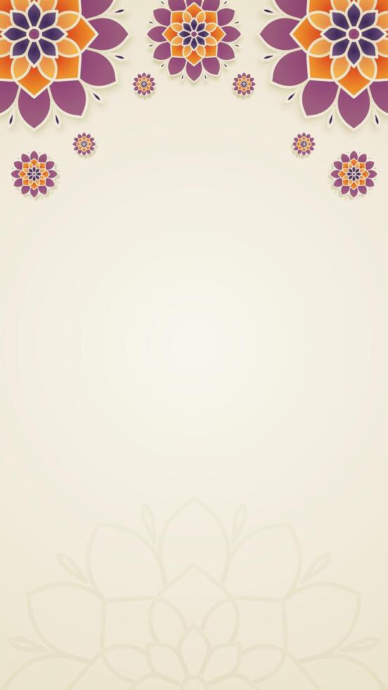 Simple Minimalist Mandala Vertical Background Design featuring Vibrant Cultural Symmetry And Warm Toned Aesthetics vector