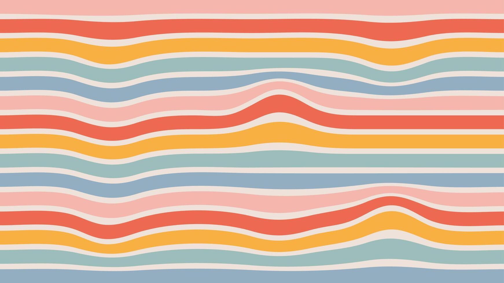 Groovy Hippie Distorted Stripe Background. Retro Wave Uneven Stripes, Warped Streaks, Wavy Lines. Twisted Trendy psychedelic retro backdrop. Rectangular texture. Y2k aesthetic design vector