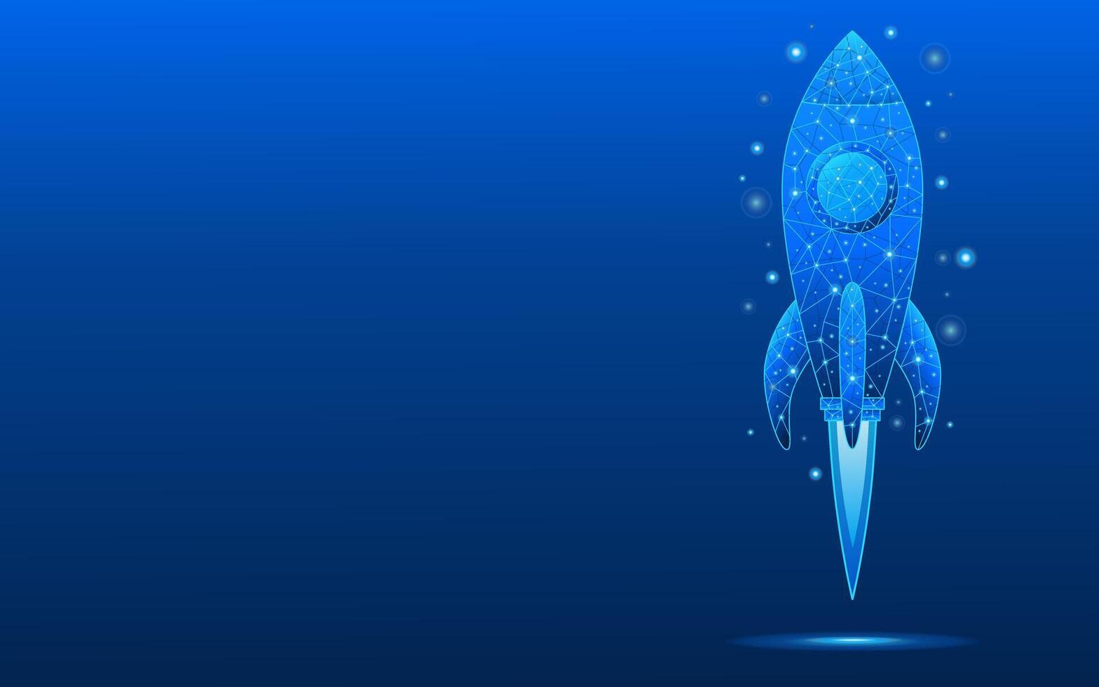 Digital rocket launch entrepreneurship concept. vector