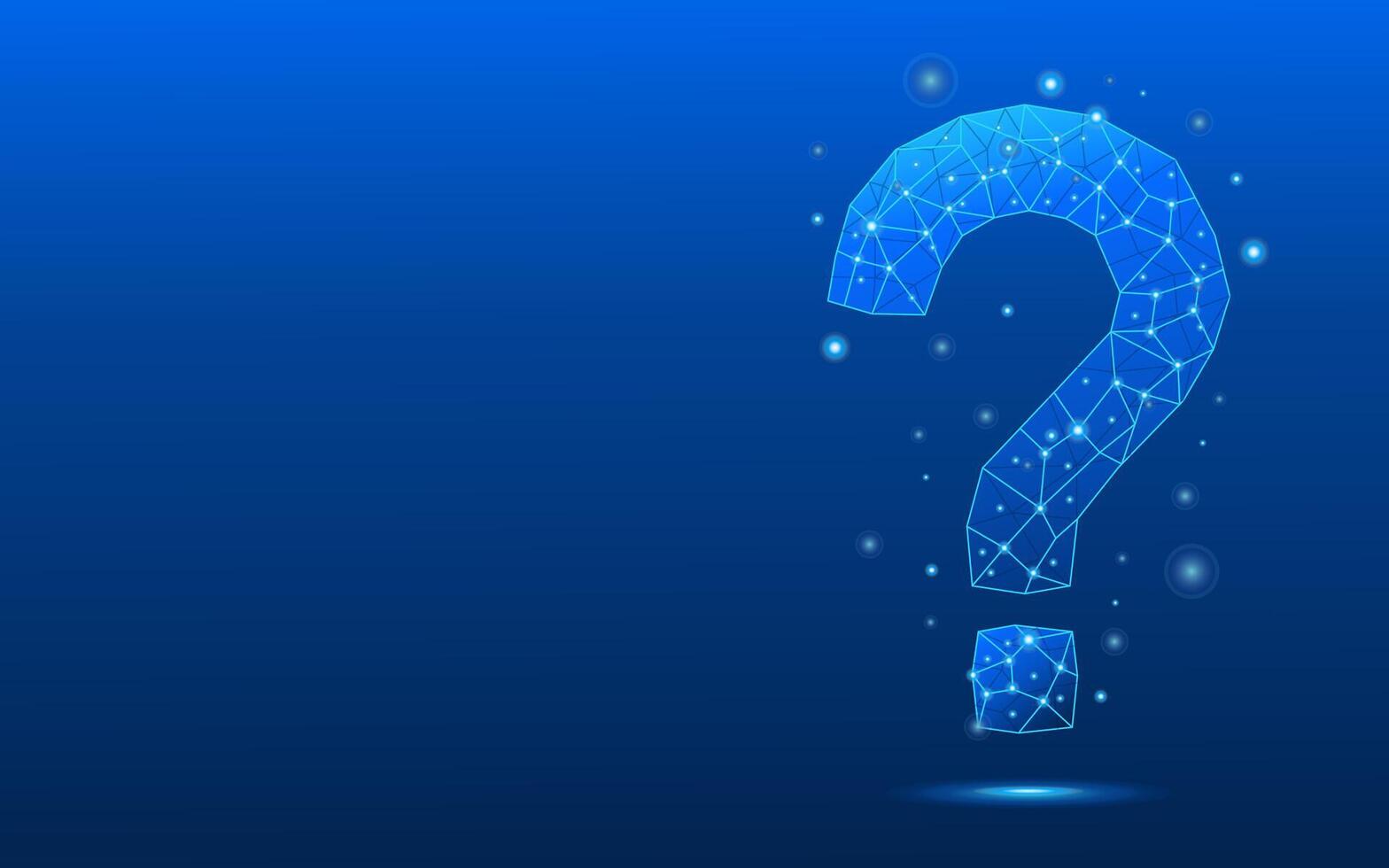 Electric blue abstract digital question mark. vector