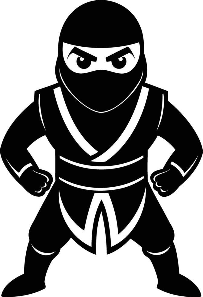 Ninja Warrior Cartoon Silhouette Stealthy Dynamic Shadow Art vector