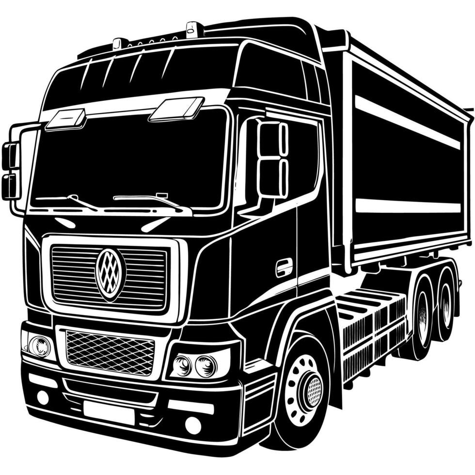 Black and White Truck with Distinctive Grill Design vector