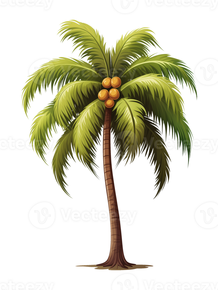 Coconut Palm Tree Illustration Style Isolated on Transparent Background png