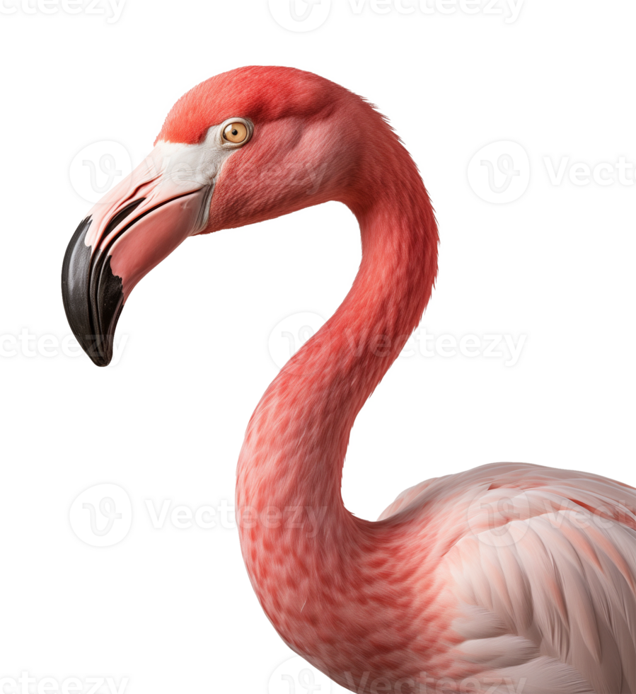 Flamingo Face Shot Isolated on Transparent Background png