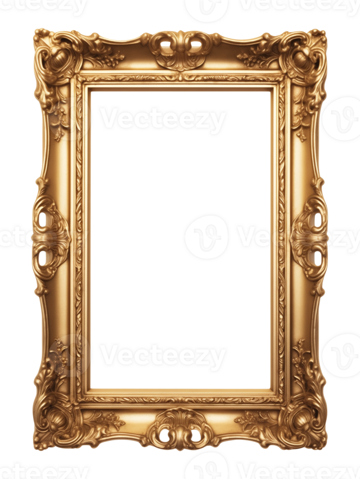 Golden Vertical Frame Isolated on Transparent Background png
