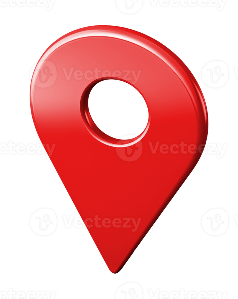 Red Location Icon 3D Style Isolated on Transparent Background png