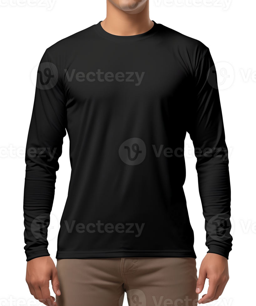 Black Long Sleeves Shirt For Mockup Isolated on Transparent Background png