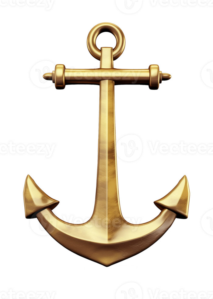Golden Anchor Isolated on Transparent Background png